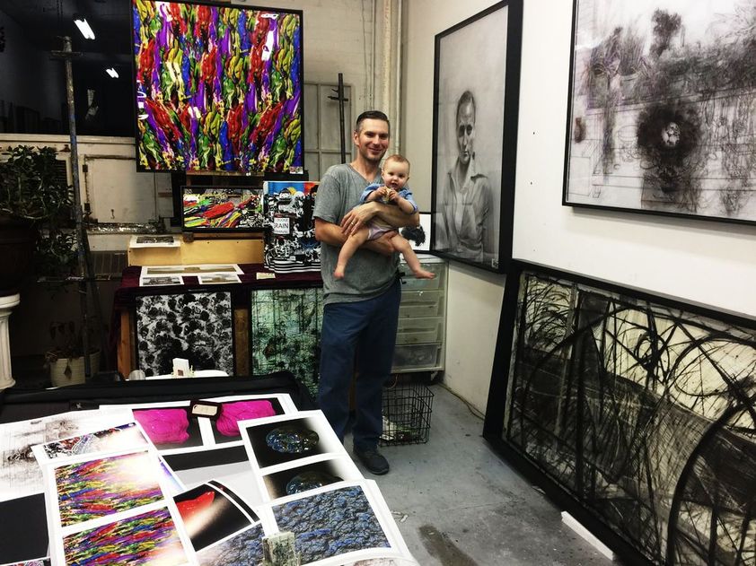 Brent Holland in his studio at Fitch Open House in June 2018